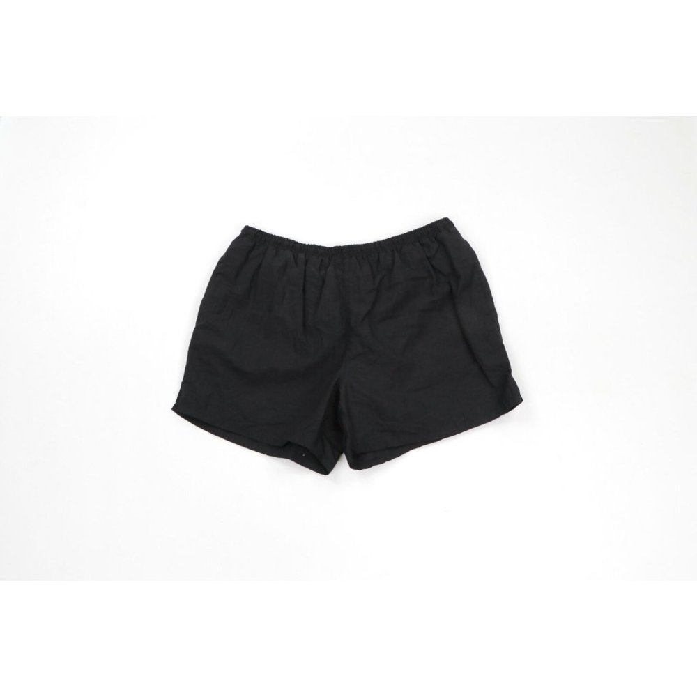 Vintage 90s Streetwear Mens XL Lined Blank Hiking Shorts Swim Trunks Black Nylon